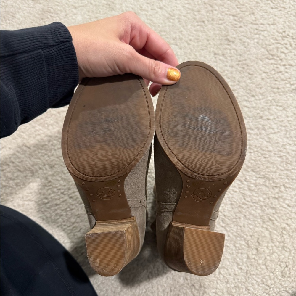 Lucky Brand Genuine Suede Peep Toe Booties - Picture 6 of 7